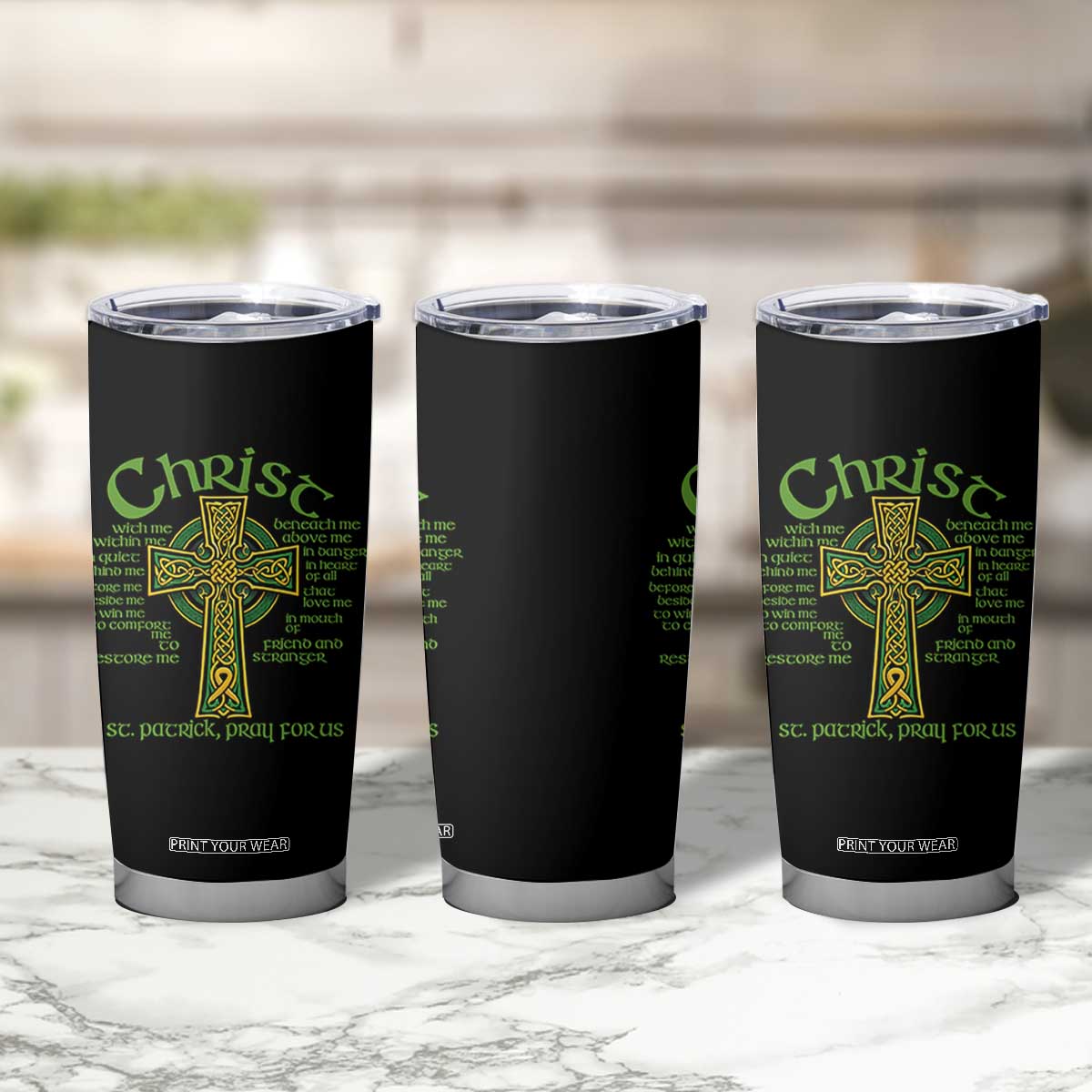 Christ St Patrick Pray For Us Christian Catholic Religious Celtic Cross Tumbler Cup TS11 Print Your Wear