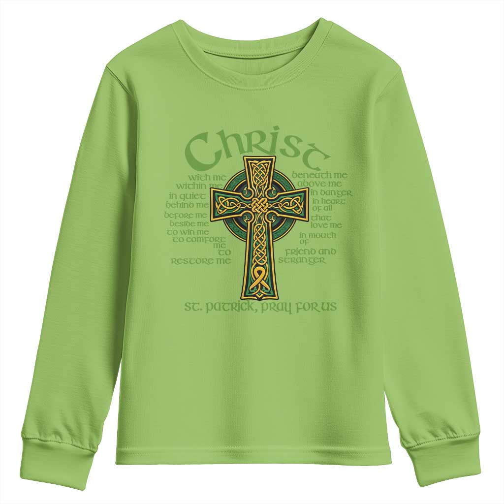 Christ St Patrick Pray For Us Christian Catholic Religious Celtic Cross Youth Sweatshirt TS11 Lime Print Your Wear