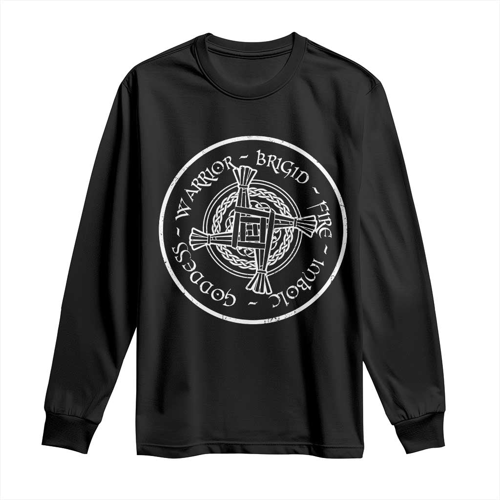 St Brigids Day Long Sleeve Shirt Warrior Brigid Fire Imbloc Goddess Gaelic Willow Cross TS11 Black Print Your Wear