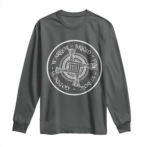 St Brigids Day Long Sleeve Shirt Warrior Brigid Fire Imbloc Goddess Gaelic Willow Cross TS11 Dark Heather Print Your Wear