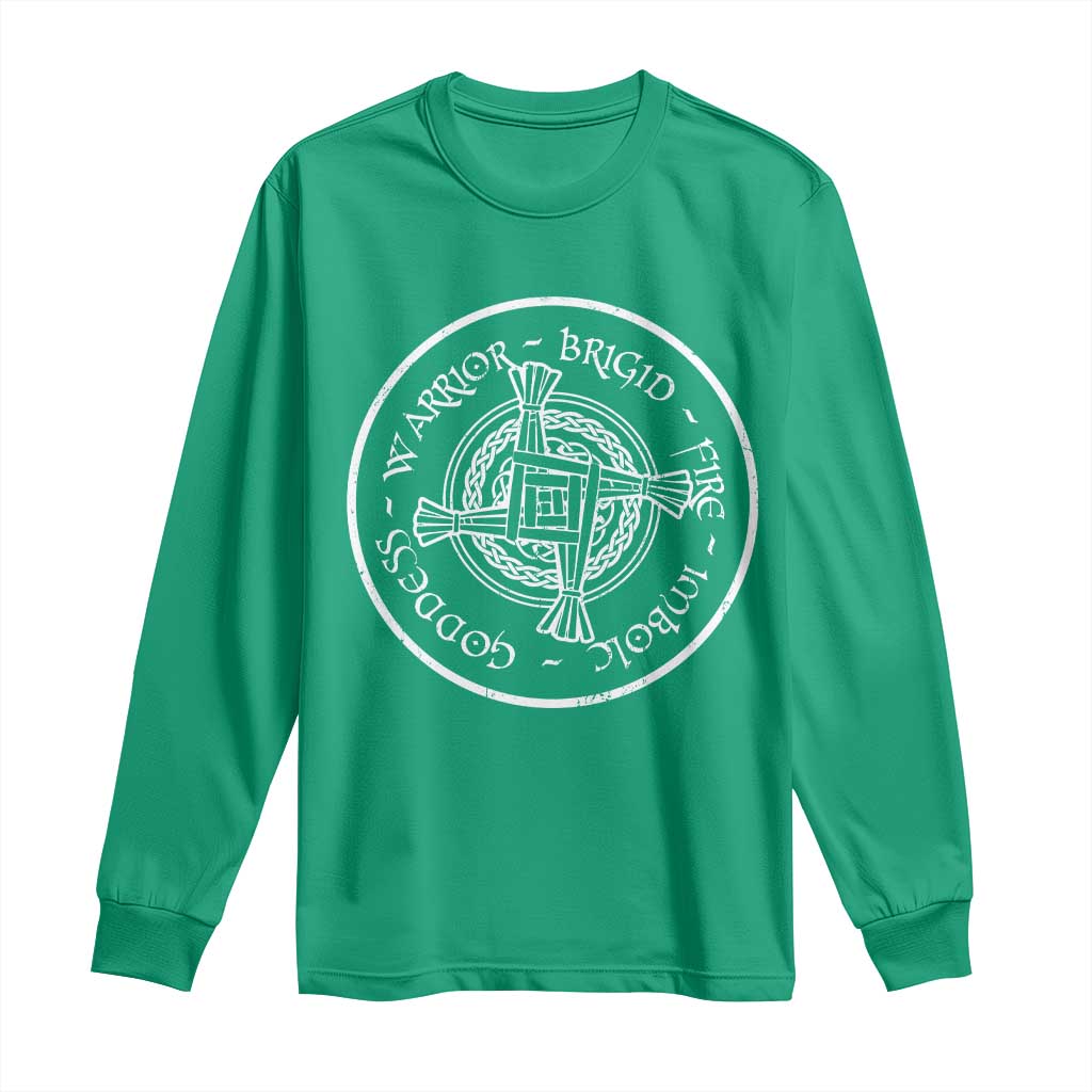 St Brigids Day Long Sleeve Shirt Warrior Brigid Fire Imbloc Goddess Gaelic Willow Cross TS11 Irish Green Print Your Wear
