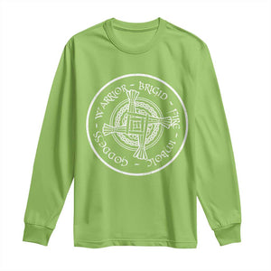 St Brigids Day Long Sleeve Shirt Warrior Brigid Fire Imbloc Goddess Gaelic Willow Cross TS11 Lime Print Your Wear