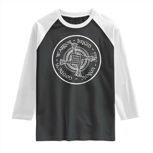 St Brigids Day Raglan Shirt Warrior Brigid Fire Imbloc Goddess Gaelic Willow Cross TS11 Black White Print Your Wear
