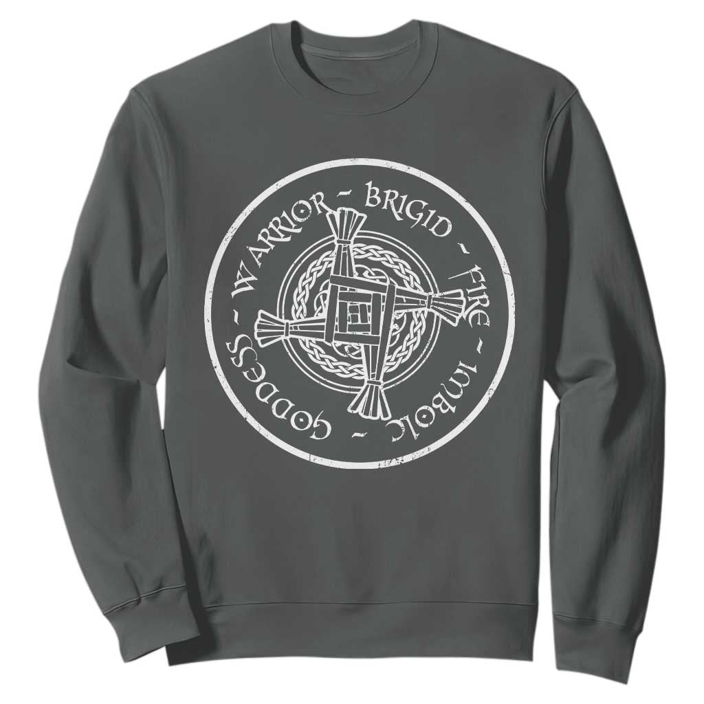 St Brigids Day Sweatshirt Warrior Brigid Fire Imbloc Goddess Gaelic Willow Cross TS11 Dark Heather Print Your Wear