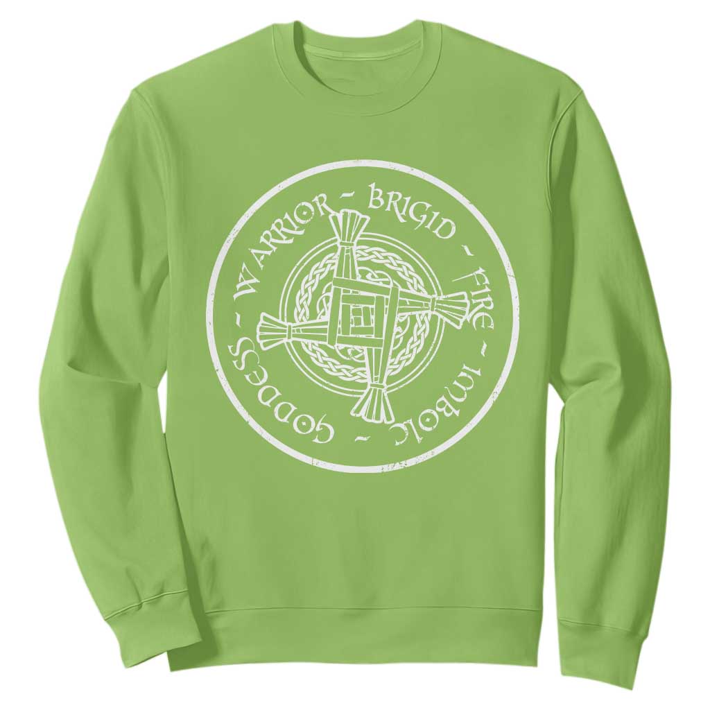 St Brigids Day Sweatshirt Warrior Brigid Fire Imbloc Goddess Gaelic Willow Cross TS11 Lime Print Your Wear
