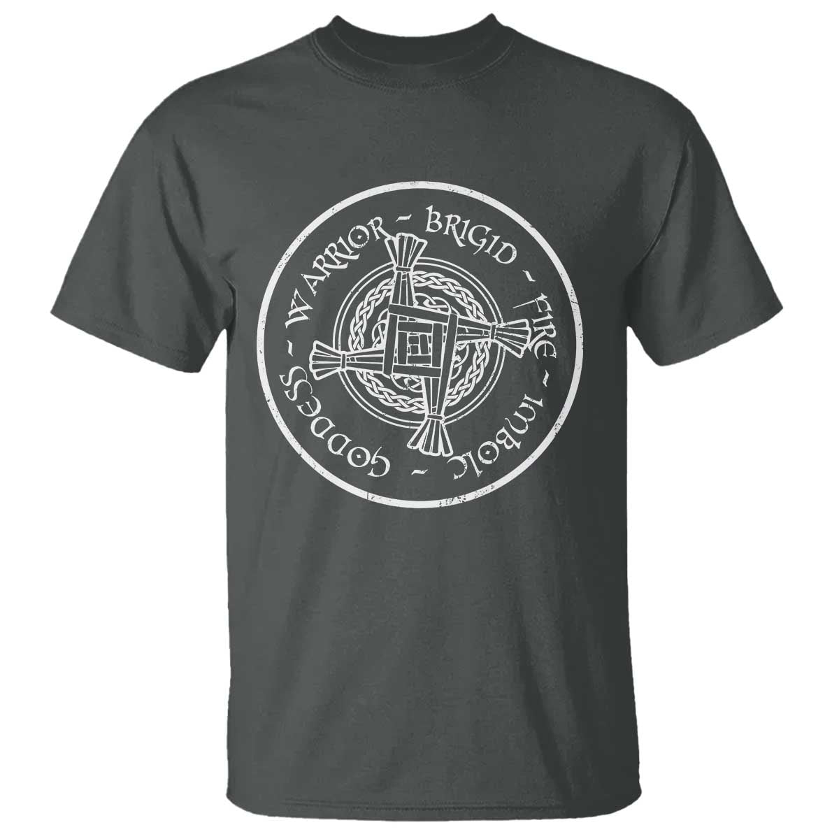 St Brigids Day T Shirt Warrior Brigid Fire Imbloc Goddess Gaelic Willow Cross TS11 Dark Heather Print Your Wear
