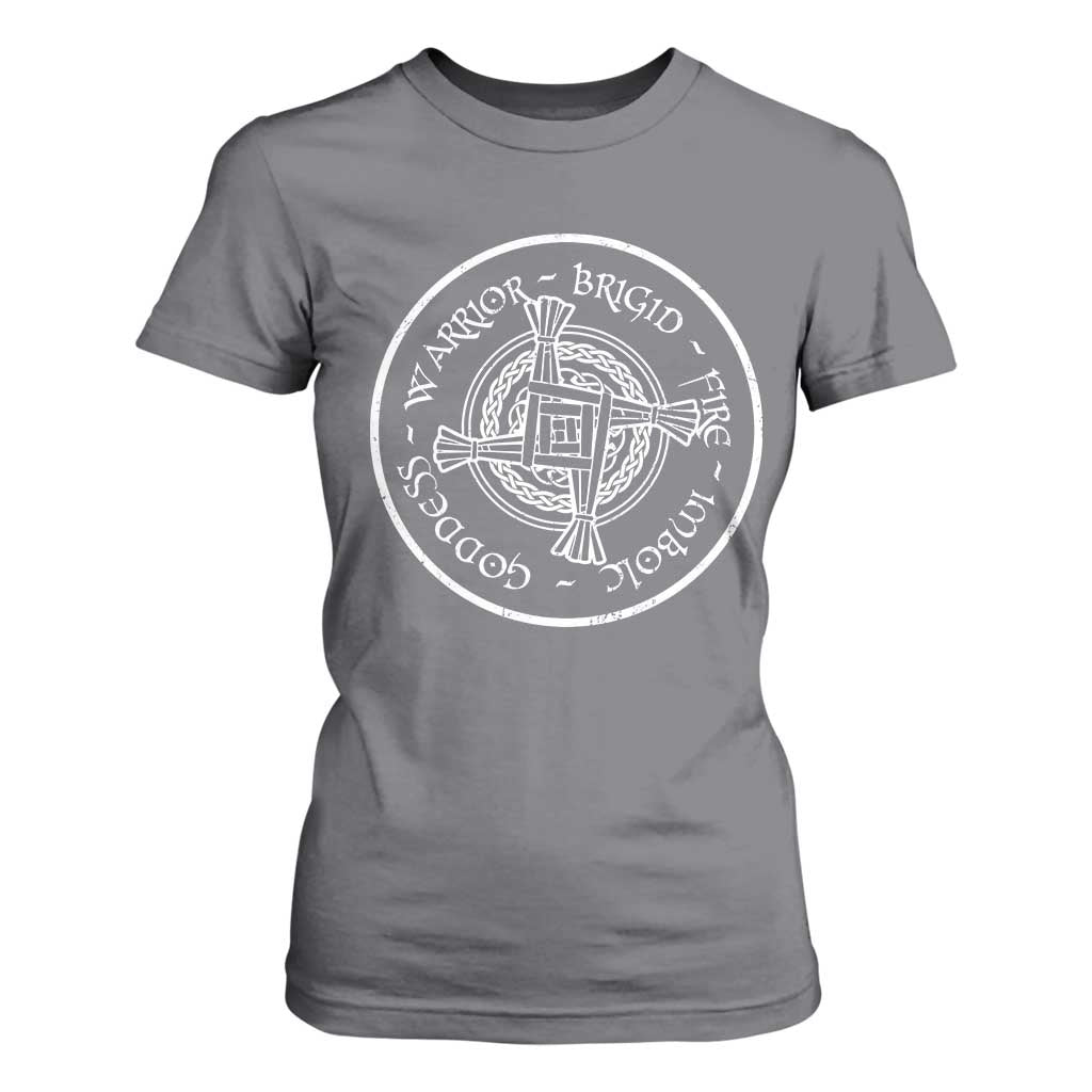 St Brigids Day T Shirt For Women Warrior Brigid Fire Imbloc Goddess Gaelic Willow Cross TS11 Charcoal Print Your Wear