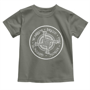 St Brigids Day Toddler T Shirt Warrior Brigid Fire Imbloc Goddess Gaelic Willow Cross TS11 Military Green Print Your Wear