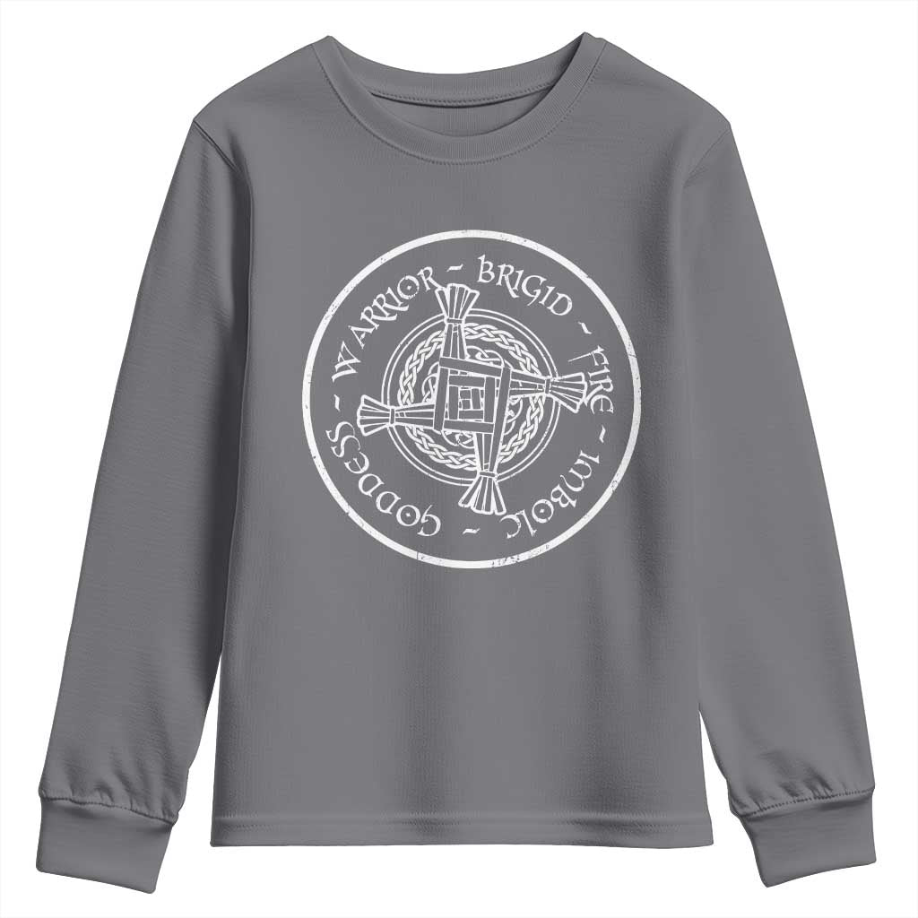 St Brigids Day Youth Sweatshirt Warrior Brigid Fire Imbloc Goddess Gaelic Willow Cross TS11 Charcoal Print Your Wear