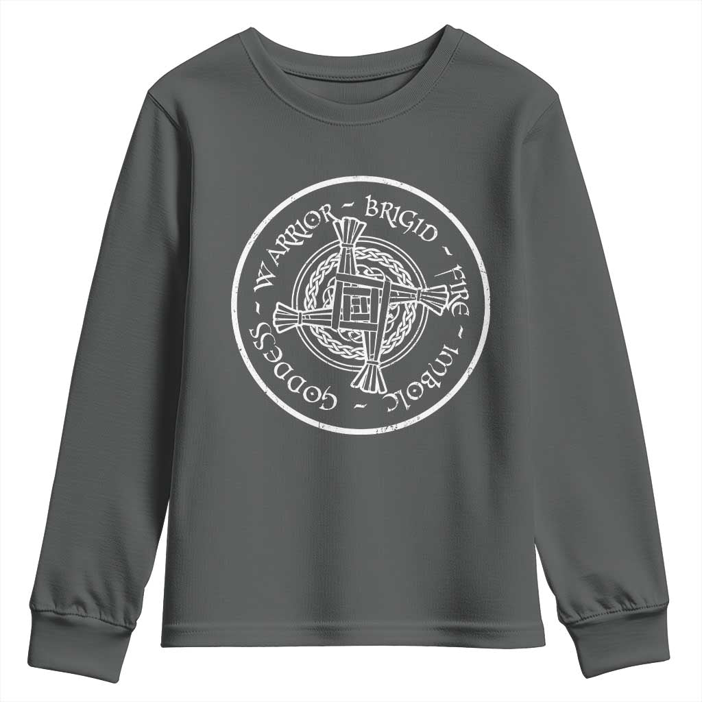 St Brigids Day Youth Sweatshirt Warrior Brigid Fire Imbloc Goddess Gaelic Willow Cross TS11 Dark Heather Print Your Wear