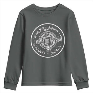 St Brigids Day Youth Sweatshirt Warrior Brigid Fire Imbloc Goddess Gaelic Willow Cross TS11 Dark Heather Print Your Wear