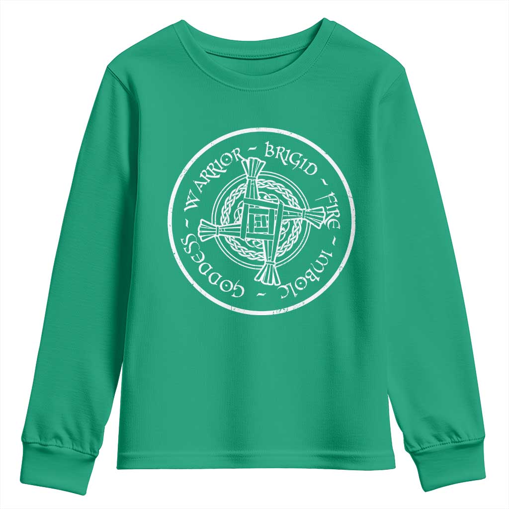 St Brigids Day Youth Sweatshirt Warrior Brigid Fire Imbloc Goddess Gaelic Willow Cross TS11 Irish Green Print Your Wear