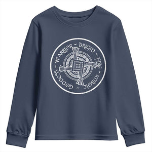 St Brigids Day Youth Sweatshirt Warrior Brigid Fire Imbloc Goddess Gaelic Willow Cross TS11 Navy Print Your Wear