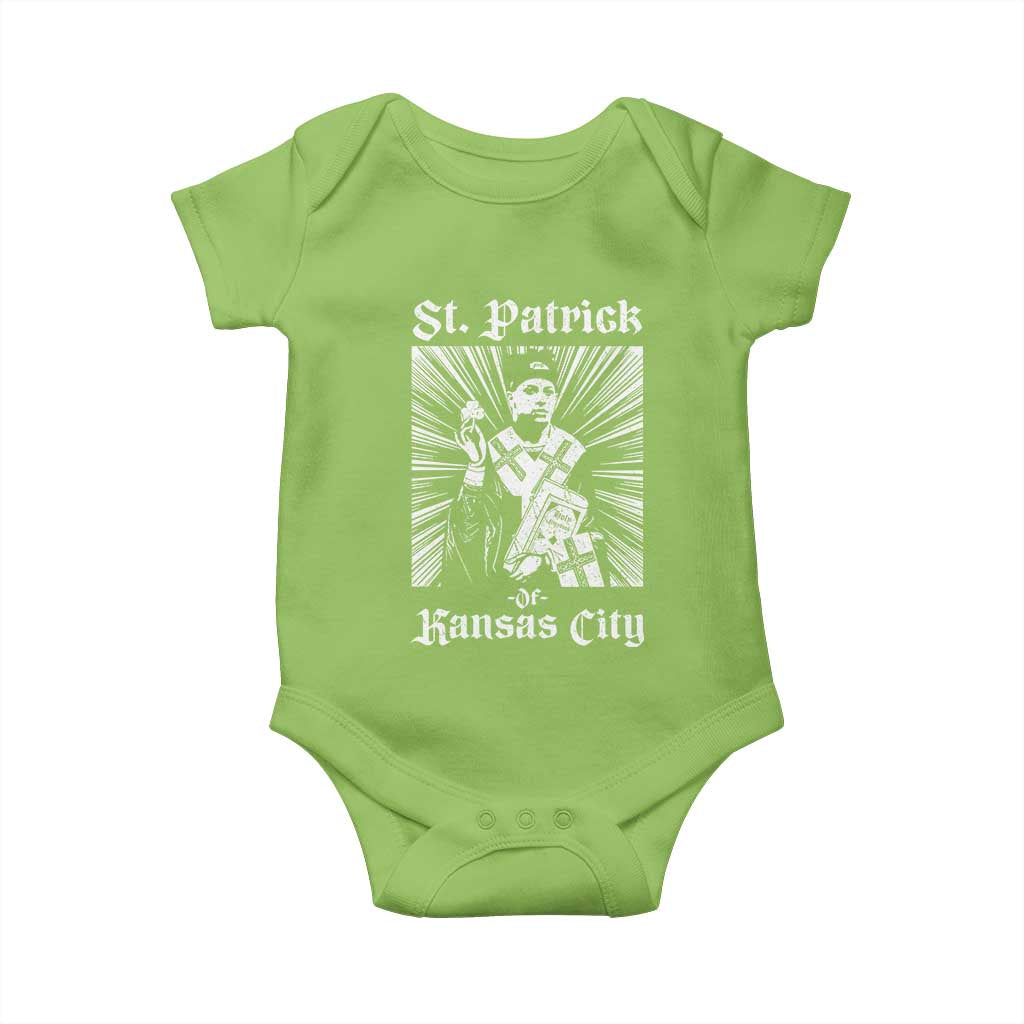 St Patrick Of Kansas City Baby Onesie Funny St Patricks Day Missouri State Football Fan TS11 Lime Print Your Wear