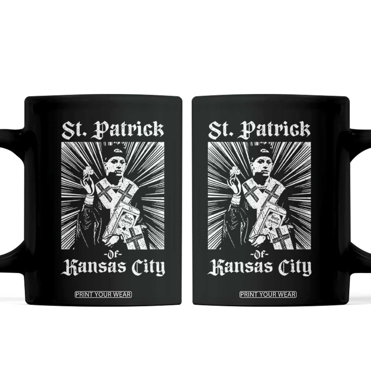 St Patrick Of Kansas City Coffee Mug Funny St Patricks Day Missouri State Football Fan TS11 Black Print Your Wear