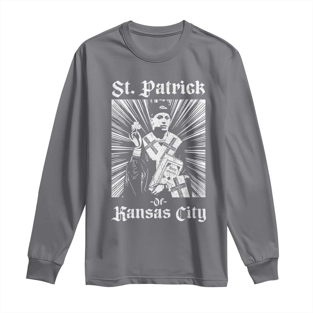St Patrick Of Kansas City Long Sleeve Shirt Funny St Patricks Day Missouri State Football Fan TS11 Charcoal Print Your Wear