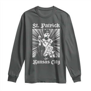 St Patrick Of Kansas City Long Sleeve Shirt Funny St Patricks Day Missouri State Football Fan TS11 Dark Heather Print Your Wear