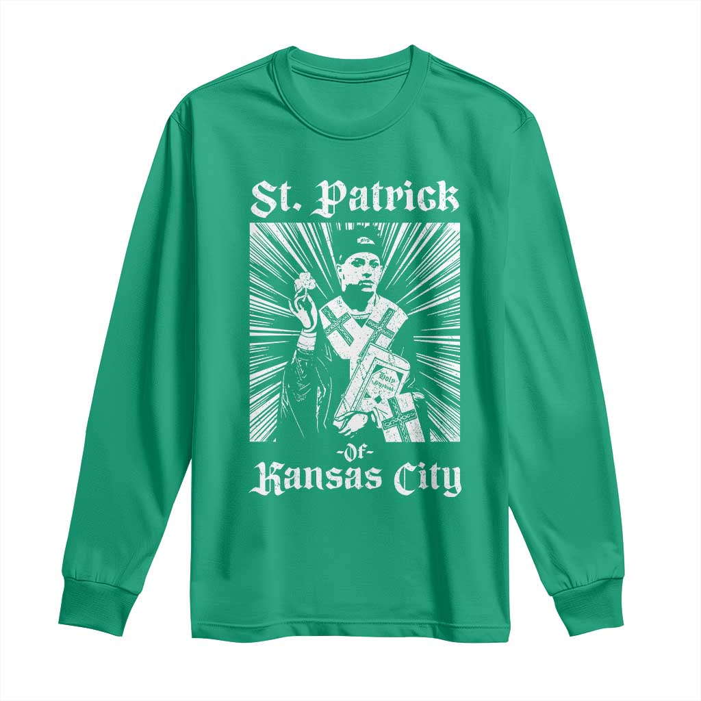St Patrick Of Kansas City Long Sleeve Shirt Funny St Patricks Day Missouri State Football Fan TS11 Irish Green Print Your Wear