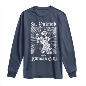 St Patrick Of Kansas City Long Sleeve Shirt Funny St Patricks Day Missouri State Football Fan TS11 Navy Print Your Wear