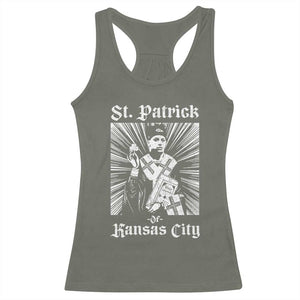 St Patrick Of Kansas City Racerback Tank Top Funny St Patricks Day Missouri State Football Fan TS11 Military Green Print Your Wear