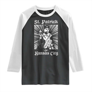 St Patrick Of Kansas City Raglan Shirt Funny St Patricks Day Missouri State Football Fan TS11 Black White Print Your Wear