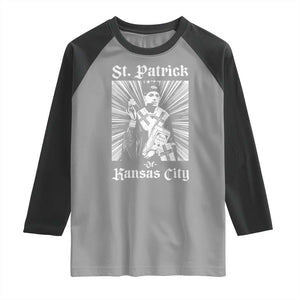 St Patrick Of Kansas City Raglan Shirt Funny St Patricks Day Missouri State Football Fan TS11 Sport Gray Black Print Your Wear