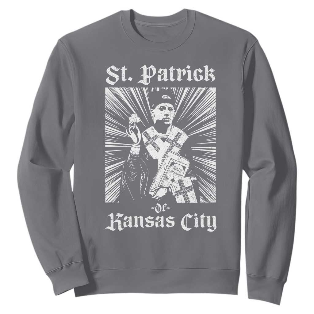 St Patrick Of Kansas City Sweatshirt Funny St Patricks Day Missouri State Football Fan TS11 Charcoal Print Your Wear