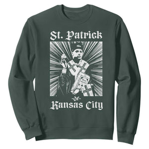 St Patrick Of Kansas City Sweatshirt Funny St Patricks Day Missouri State Football Fan TS11 Dark Forest Green Print Your Wear