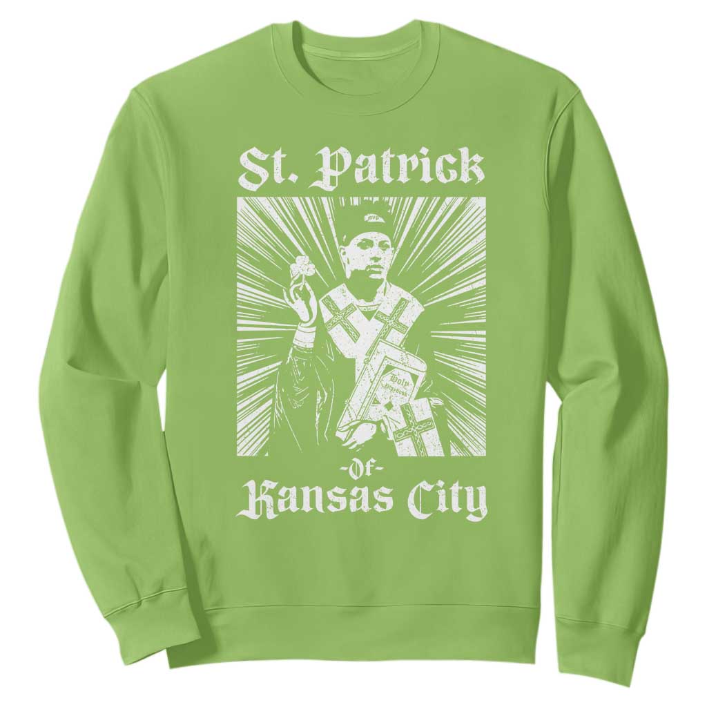 St Patrick Of Kansas City Sweatshirt Funny St Patricks Day Missouri State Football Fan TS11 Lime Print Your Wear