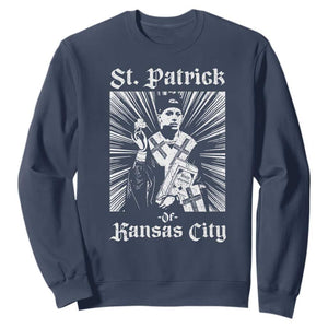 St Patrick Of Kansas City Sweatshirt Funny St Patricks Day Missouri State Football Fan TS11 Navy Print Your Wear