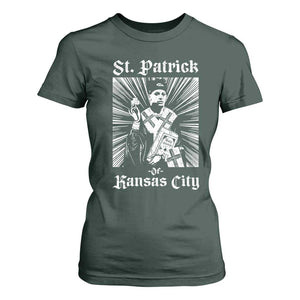 St Patrick Of Kansas City T Shirt For Women Funny St Patricks Day Missouri State Football Fan TS11 Dark Forest Green Print Your Wear