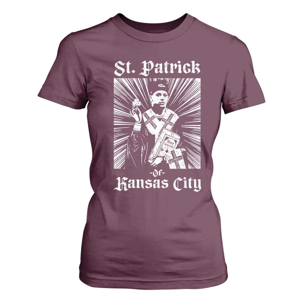 St Patrick Of Kansas City T Shirt For Women Funny St Patricks Day Missouri State Football Fan TS11 Maroon Print Your Wear