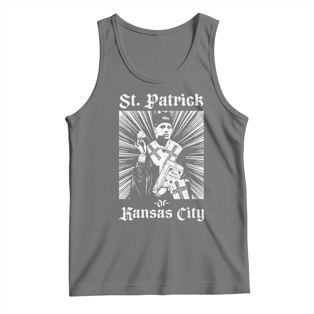 St Patrick Of Kansas City Tank Top Funny St Patricks Day Missouri State Football Fan TS11 Black Heather Print Your Wear