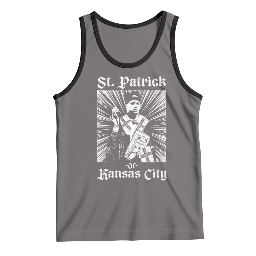St Patrick Of Kansas City Tank Top Funny St Patricks Day Missouri State Football Fan TS11 Deep Heather Black Print Your Wear