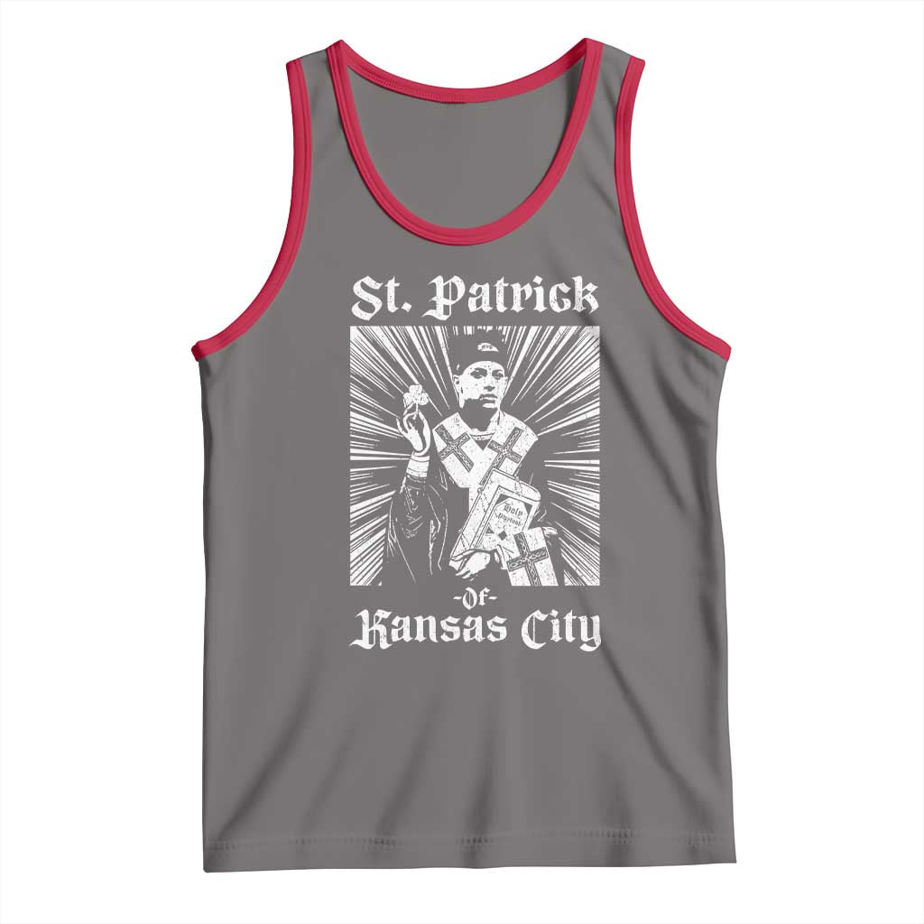 St Patrick Of Kansas City Tank Top Funny St Patricks Day Missouri State Football Fan TS11 Deep Heather Red Print Your Wear