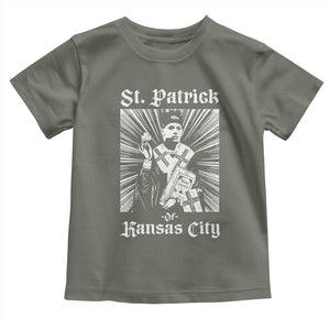 St Patrick Of Kansas City Toddler T Shirt Funny St Patricks Day Missouri State Football Fan TS11 Military Green Print Your Wear