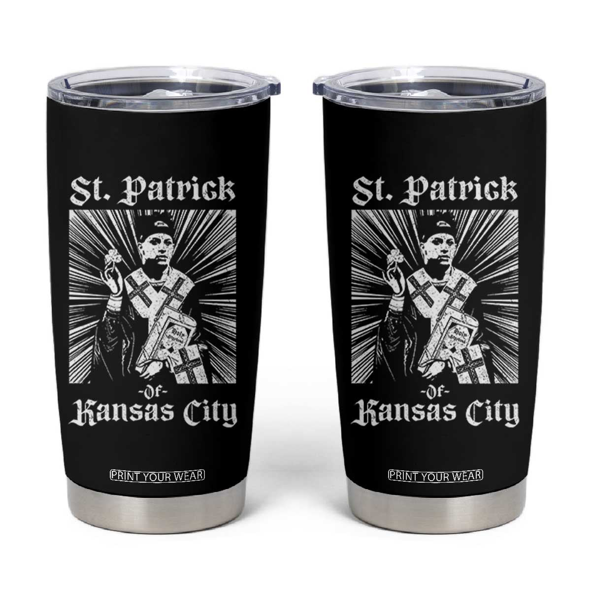 St Patrick Of Kansas City Tumbler Cup Funny St Patricks Day Missouri State Football Fan TS11 Black Print Your Wear