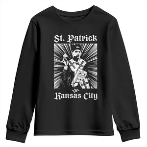 St Patrick Of Kansas City Youth Sweatshirt Funny St Patricks Day Missouri State Football Fan TS11 Black Print Your Wear
