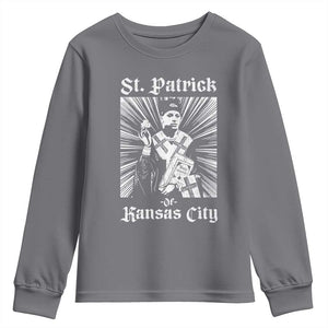 St Patrick Of Kansas City Youth Sweatshirt Funny St Patricks Day Missouri State Football Fan TS11 Charcoal Print Your Wear