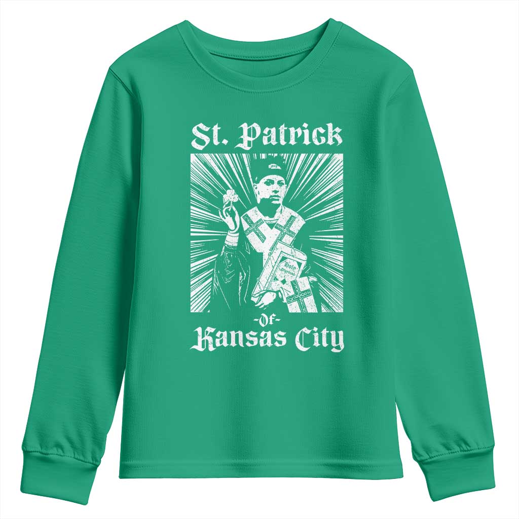 St Patrick Of Kansas City Youth Sweatshirt Funny St Patricks Day Missouri State Football Fan TS11 Irish Green Print Your Wear
