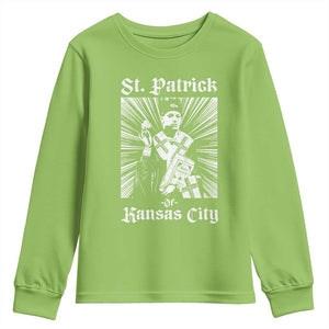 St Patrick Of Kansas City Youth Sweatshirt Funny St Patricks Day Missouri State Football Fan TS11 Lime Print Your Wear