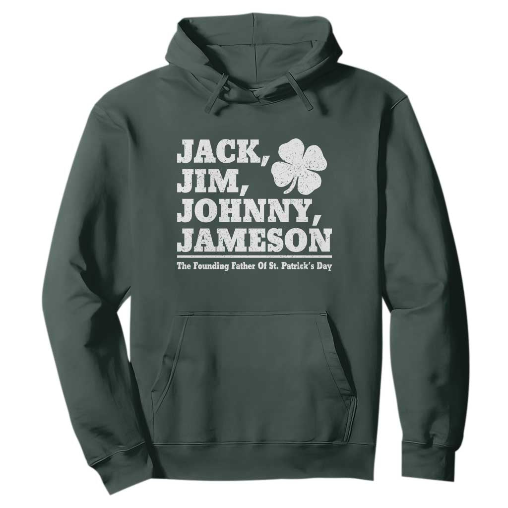 Funny St Patricks Day Irish Fathers Jack Jim Johnny Jameson Vintage Clover Hoodie TS11 Dark Forest Green Print Your Wear