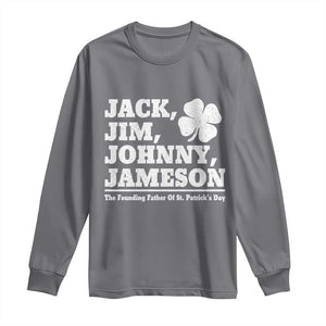 Funny St Patricks Day Irish Fathers Jack Jim Johnny Jameson Vintage Clover Long Sleeve Shirt TS11 Charcoal Print Your Wear
