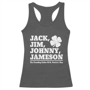 Funny St Patricks Day Irish Fathers Jack Jim Johnny Jameson Vintage Clover Racerback Tank Top TS11 Dark Heather Print Your Wear