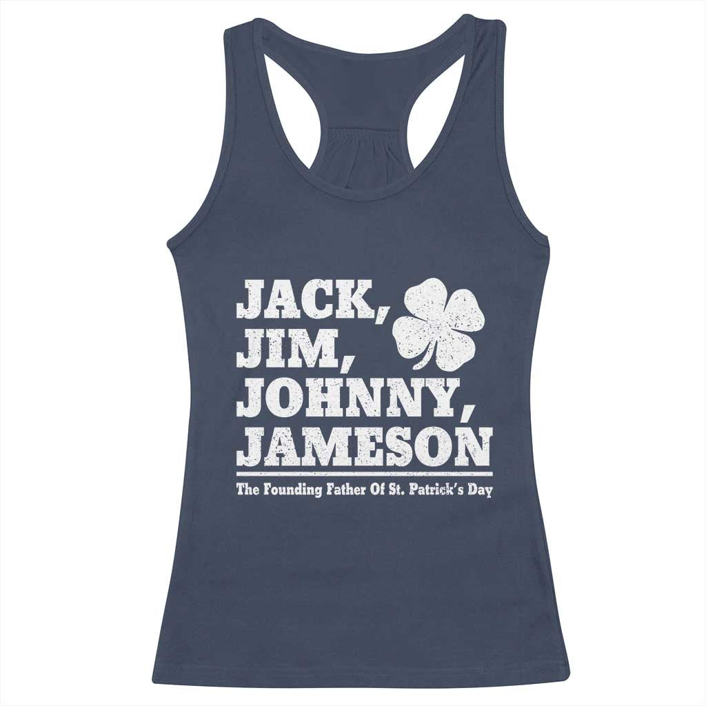 Funny St Patricks Day Irish Fathers Jack Jim Johnny Jameson Vintage Clover Racerback Tank Top TS11 Navy Print Your Wear