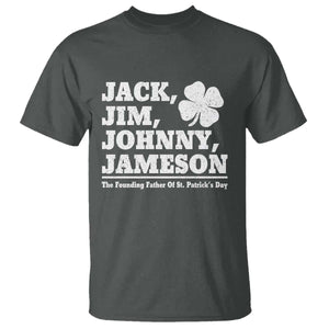 Funny St Patricks Day Irish Fathers Jack Jim Johnny Jameson Vintage Clover T Shirt TS11 Dark Heather Print Your Wear