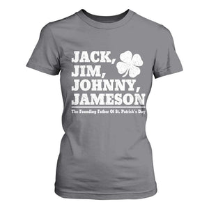 Funny St Patricks Day Irish Fathers Jack Jim Johnny Jameson Vintage Clover T Shirt For Women TS11 Charcoal Print Your Wear