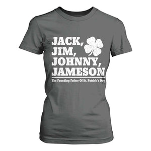 Funny St Patricks Day Irish Fathers Jack Jim Johnny Jameson Vintage Clover T Shirt For Women TS11 Dark Heather Print Your Wear