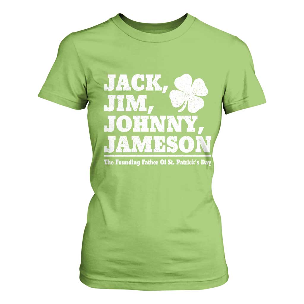 Funny St Patricks Day Irish Fathers Jack Jim Johnny Jameson Vintage Clover T Shirt For Women TS11 Lime Print Your Wear