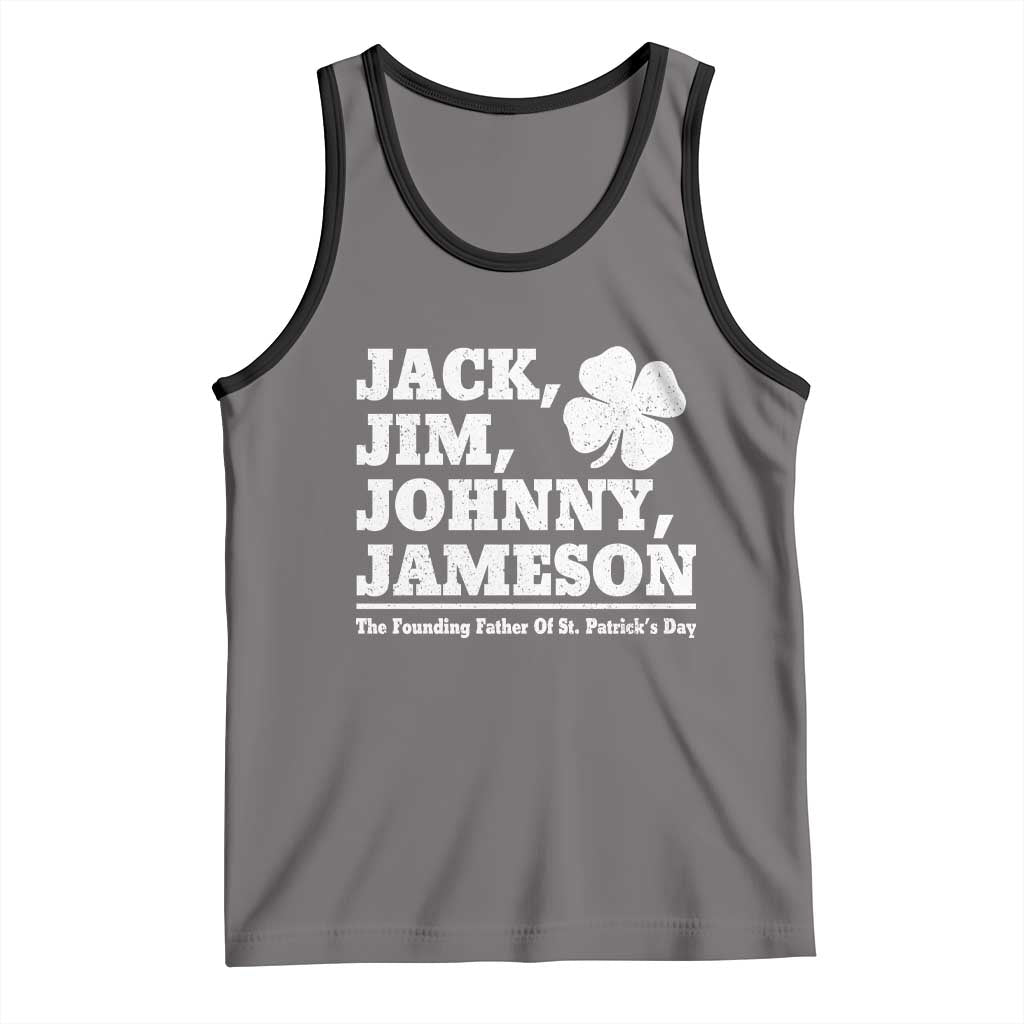 Funny St Patricks Day Irish Fathers Jack Jim Johnny Jameson Vintage Clover Tank Top TS11 Deep Heather Black Print Your Wear
